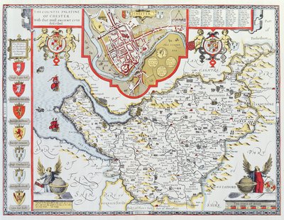 The Countye Palatine of Chester, engraved by Jodocus Hondius (1563-1612) from John Speed